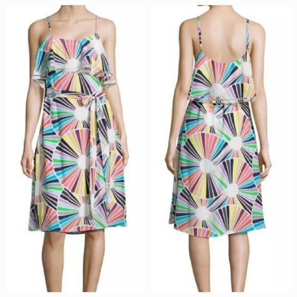 Trina Turk Haute Havana Isabel Silk Scoop Neck Dress Size 8 - Picture 1 of 8